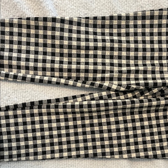 ZARA Black and White Checkered Stretch Pants SZ M Zipper Front - Picture 4 of 14